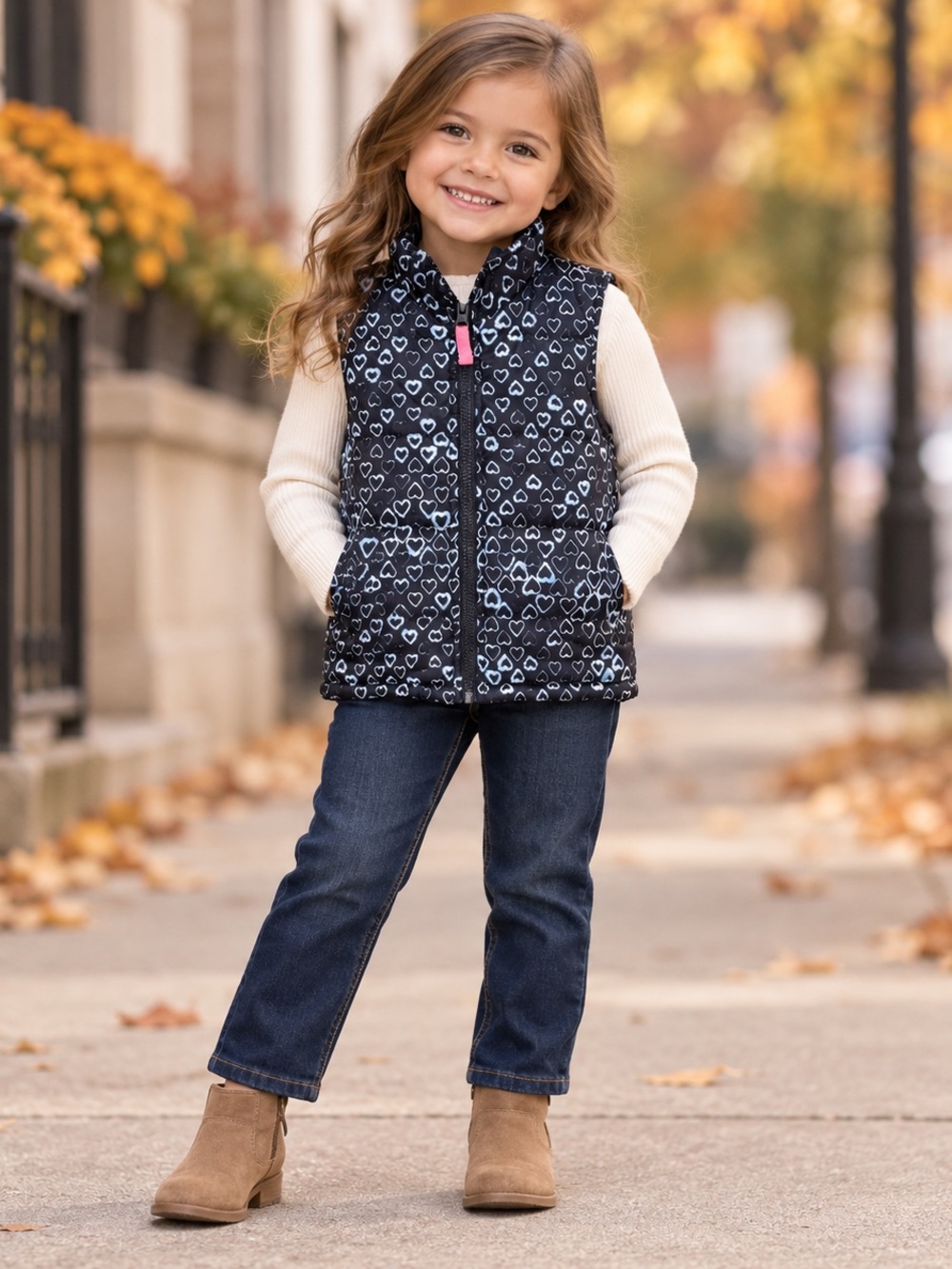 OshKosh B'gosh Navy Heart Print Puffer Vest